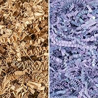 MagicWater Supply - Kraft & Diamond Lavender (1/2 LB per color) - Crinkle Cut Paper Shred Filler great for Gift Wrapping, Basket Filling, Birthdays, Weddings, Anniversaries, Valentines Day