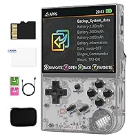 RG35XX Handheld Game Console Support Linux Garlic OS HDMI and TV Output 3.5 Inch IPS Screen 64G TF Card 6800+ Classic Games 2600mAh Battery (RG35XX-white+Bag)