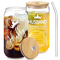 Husband Gifts from Wife - Husband Gifts for Christmas - Anniversary, Valentines, Birthday Gifts for Husband - Funny Gifts for Him - I Love You Gifts for Him - 18 Oz Husband Coffee Glass