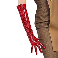 Latex Women Long Leather GLOVES PU Patent Snake Skin Print Opera Elbow Short Unrestrained Sexy Red