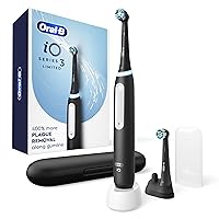 iO Series 3 Limited Rechargeable Electric Powered Toothbrush, Black with 2 Brush Heads and Travel Case - Visible Pressure Sensor to Protect Gums - 3 Modes - 2 Minute Timer