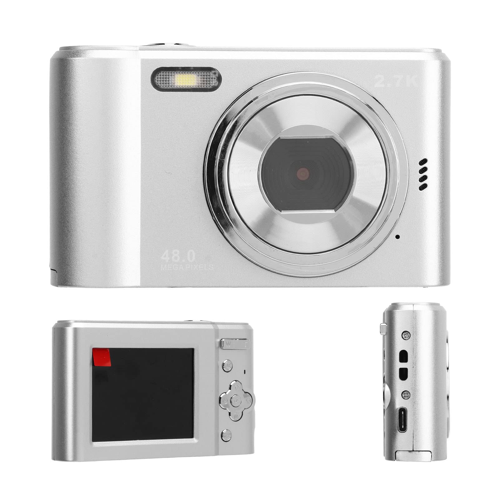 Digital Camera, 2.4in 44MP 1080P Digital Camera for Kids, Rechargeable 16X Zoom Selfie Anti Shaking Camera with Built in Fill Light for Travel, Party, Wedding, Growth Record