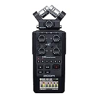 H6 All Black 6-Track Portable Recorder, Stereo Microphones, 4 XLR/TRS Inputs, Records to SD Card, USB Audio Interface, Battery Powered, Podcasting and Music