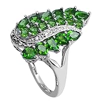 Chrome Diopside 4X3MM Natural Gemstone 925 Sterling Silver Ring Wedding Ring for Women