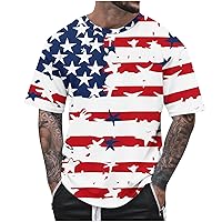 American Flag Tee Tops for Men 4th of July T-Shirts Summer Casual Short Sleeve Crewneck Plus Size Patriotic Shirts