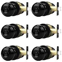 Probrico Black Door Knobs for Bedroom Bathroom, Interior Door Knob with Round Ball, Matte Black Privacy Door Knob, 6 Pack