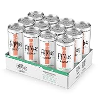 MusclePharm FitMiss Energy Drink 12oz (Pack of 12) - Pineapple Coconut - Sugar Free Calories Free - Perfectly Carbonated with No Artificial Colors or Dyes