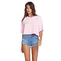 Volcom Women's Neon and on Short Sleeve Cropped Tee