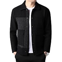Autumn And Winter Thickened Woolen Jacket Men's Trend Stripe Pocket Coat Business Lapel Knitted Cardigan
