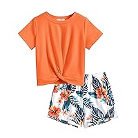 Arshiner Girls Clothing Sets Twist Front Top and Shorts 2 Piece Outfits Activewear Tracksuit 3-14 Year
