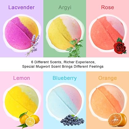 Bath Bombs Gift Set for Women 6 Pack, Contains Natural Essential Oil, Moisturizes Soothes The Skin, SPA Bubble Bathbombs for Kids, Mothers Day Gifts, for Birthday Valentines Christmas