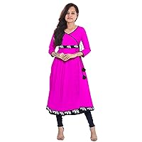 Indian Women's Long Dress Pink Color Tunic Party Wear Frock Suit Animal Print Kurti