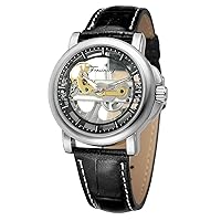FORSINING Men's Mechanical Skeleton Analogue Display Wrist Watch with Leather Strap