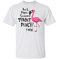 Rock Paper Scissors Throat Punch I Win Flamingo White Hoodie T Shirt
