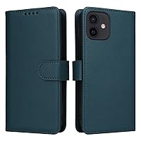for iPhone 12/12 Pro 6.1inch Wallet Case Detachable Back Case PU Leather Flip Folio Case with Magnetic Stand Shockproof Phone Cover with Card Holder/Wrist Strap,(Green)