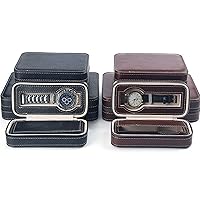 Portable Watch Case, Zipper 2-slot Travel Watch Storage Bag, PU Leather Watch Jewelry Display Box 1217B(Color:black)