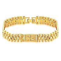 Men's 18K Gold Plated Copper Bracelet Classic Carving Wrist Chain Men's Wedding Jewelry