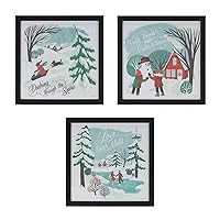 Set of 3 Blue and White Winter Scene Framed Christmas Wall Art, 10