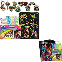 ZMLM Scratch Paper Art Set: Magic Drawing Art Craft Kid Black Scratch Off Paper Supply Kit Toddler Preschool Learning Bulk Toy for Age 3-12 Girl Boy Holiday|Party Favor|Birthday Gift