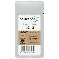 PowerOne Size 312 Hearing Aid Batteries - 50 x 6 Packs = 300 pcs.