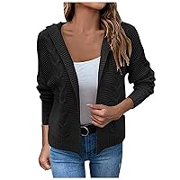 RMXEi Women's Fashion Casual 2023 Knitted Solid Color Hooded Cardigan Sweater Coat