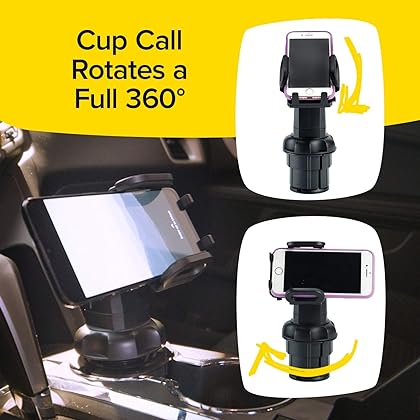 BulbHead Official As Seen On TV Cup Call Cup Holder Phone Mount for Car Adjustable Cell Phone Holder Fits Any Phone in Any Cup Holder - Rotates 360°, Tilts & Moves Left or Right