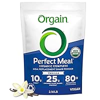 Orgain Organic Perfect Meal Replacement Protein Powder, Vanilla - 25g Plant Based Protein, 80+ Superfoods, Probiotics & Fiber, Gluten Free, Dairy and Soy Free, Vegan, For Smoothies & Shakes - 2.16lb