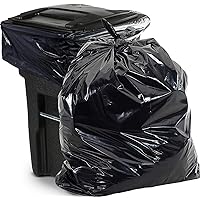 Aluf Plastics 65 Gal Black Heavy Duty Garbage Bags 1.5 Mil - 50