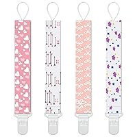 Yoofoss Pacifier Clips 4 Pack Baby Pacifier Holder for Girls Plastic Teething Clip Universal Holder Leash for Pacifiers Teething Toy and Soothie