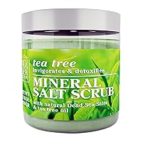 Dead Sea Collection Tea Tree Salt Body Scrub - Large 23.28 OZ - with Organic Oils and Natural Dead Sea Minerals