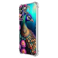 Galaxy S22 Case,Colorful Peacock Mandala Flowers Drop Protection Shockproof Case TPU Full Body Protective Scratch-Resistant Cover for Samsung Galaxy S22