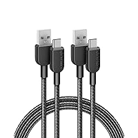 USB C Charger Cable [2 Pack, 6ft], 310 Type C Charger Cable Fast Charging, Braided USB A to USB C Cable for Samsung Galaxy Note 10 Note 9/S10+ S10, LG V30 (USB 2.0, Black)