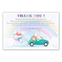 30 thank you cards baby shower jungle animals photo paper
