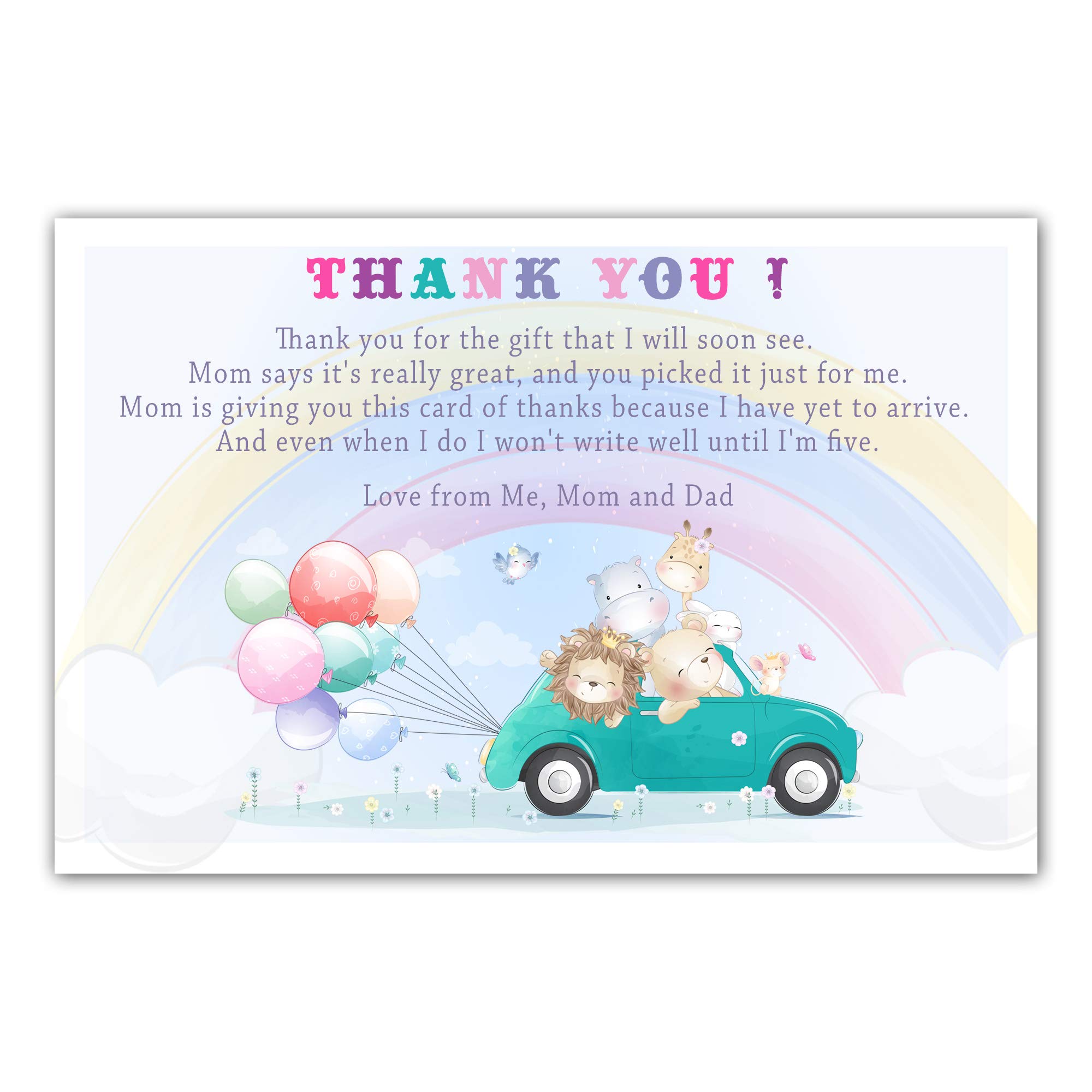 30 thank you cards baby shower jungle animals photo paper
