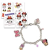 Minnie Mouse Charm Bracelet for Girls - Bundle with Disney Minnie Mouse and Daisy Duck Charm Bracelet and More | Disney Charm Bracelet Set