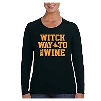Women's Tee Halloween Witch Way to The Wine Fun Party Gift Longsleeve T-Shirt