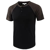 Men's Casual Classic Vintage Short/Long Sleeve Raglan Henley Shirts Baseball Active T-Shirt