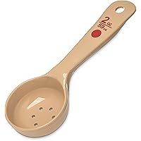 Carlisle FoodService Products Measure Miser Plastic Perforated Measuring Spoon with Short Handle, 2 Ounces, Beige