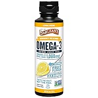 Barlean's Lemon Crème Omega 3 Fish Oil Liquid Supplement, 1080mg of Omega 3 EPA & DHA Fatty Acid, Smoothie Flavored & Burpless for Brain, Joint, & Heart Health, 8 oz