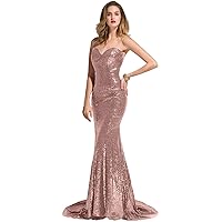 Brilliant Mermaid Sweetheart-Neck Sequins Prom Pageant Dresses Evening Gown Size 22W-Dark Pink