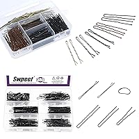 Swpeet 360 Pieces 2 Styles Hair Pins Kit and 380Pcs Black Hair Pins Bobby Pins with Rubber Bands