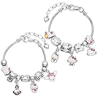 DIY Kawaii Matching Bracelets for Girls- Cuff Bangle Bracelets Cute Kitty Cartoon Bracelets for Women Girls Bff Friendship Bracelet DIY Matching Jewelry