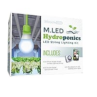 Miracle LED Hydroponics LED Indoor Grow Light Kit - Includes 1 Absolute Daylight Blue Spectrum 100W Replacement Grow Light Bulbs & 1 Single-Socket Corded Fixture with SproutMatic Timer (2-Pack)