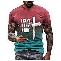 Novelty Tshirts I Can't But I Know A Guy Letter Printed T-Shirts for Men Funny Christian Shirts