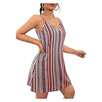Summer Dress for Women Sweetheart Neckline Sleeveless Allover Geometric Print Cami Dresses