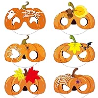 chiazllta Fall Punmkin Masks Party Favors Thanksgiving Autumn Pumpkin Paper Masks for Kids Party Photo Booth Props Kit with Elastic Strings