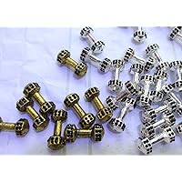 50pcs 22mm 18K Solid Gold Live Lift Dumbbell Crystal Charms Antique Silver Gold gumetal Mixed Tone 3D Fitness Charm Connector Beads