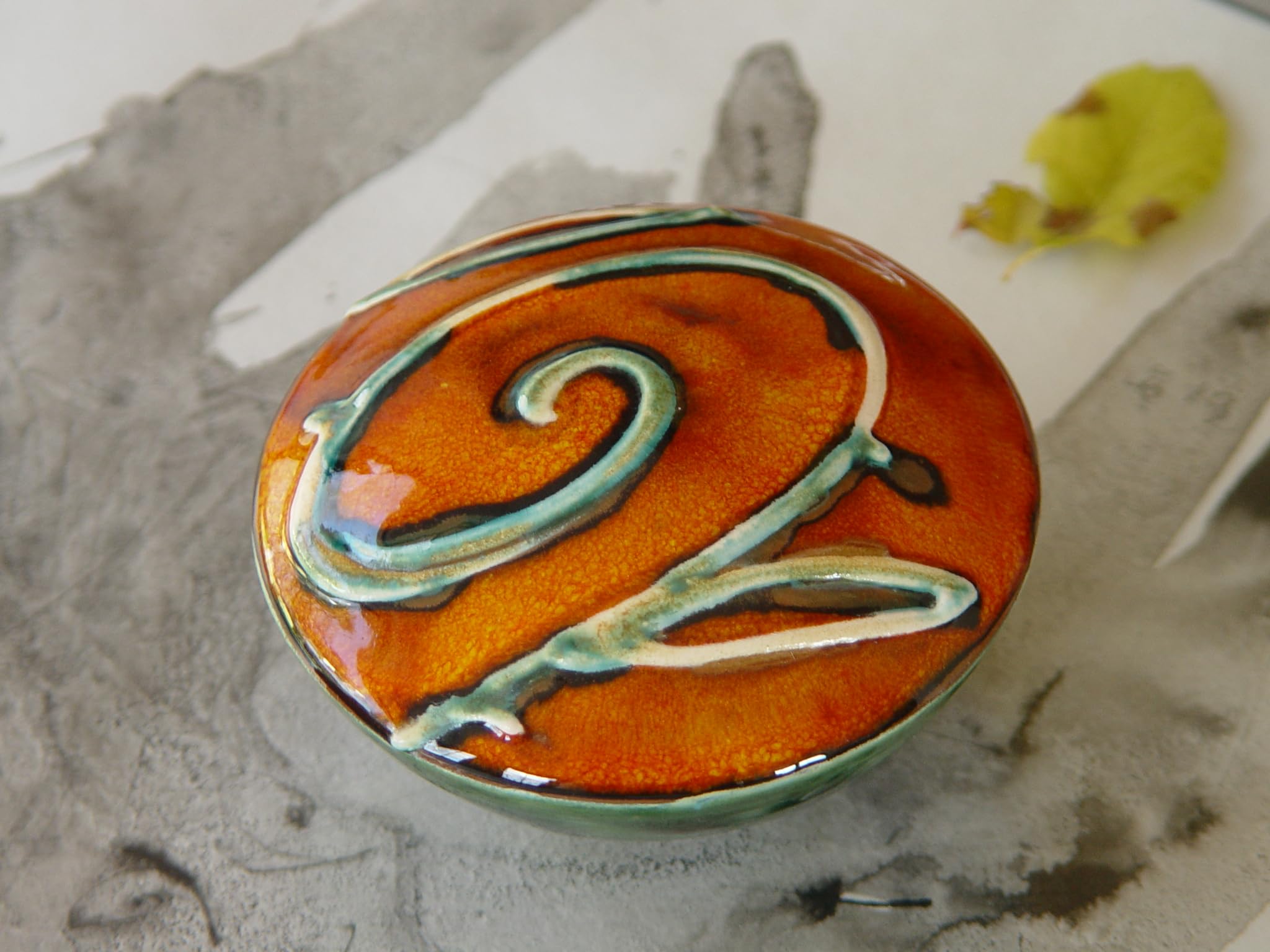 Handmade Pottery Salt or Pepper Shaker - Colorful Orange and Green Ceramic Kitchen Decor - Danko Pottery - Unique Christmas Gift