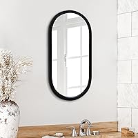 Americanflat 12x24 Black Oval Mirror - Framed Oval Mirror for Bathroom, Living Room, Bedroom - Modern Rounded Frame - Vertical Mount Oval Wall Mirror