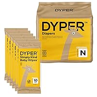 DYPER Size Newborn Viscose from Bamboo Baby Diapers and 60 Pack Travel Baby Wipes